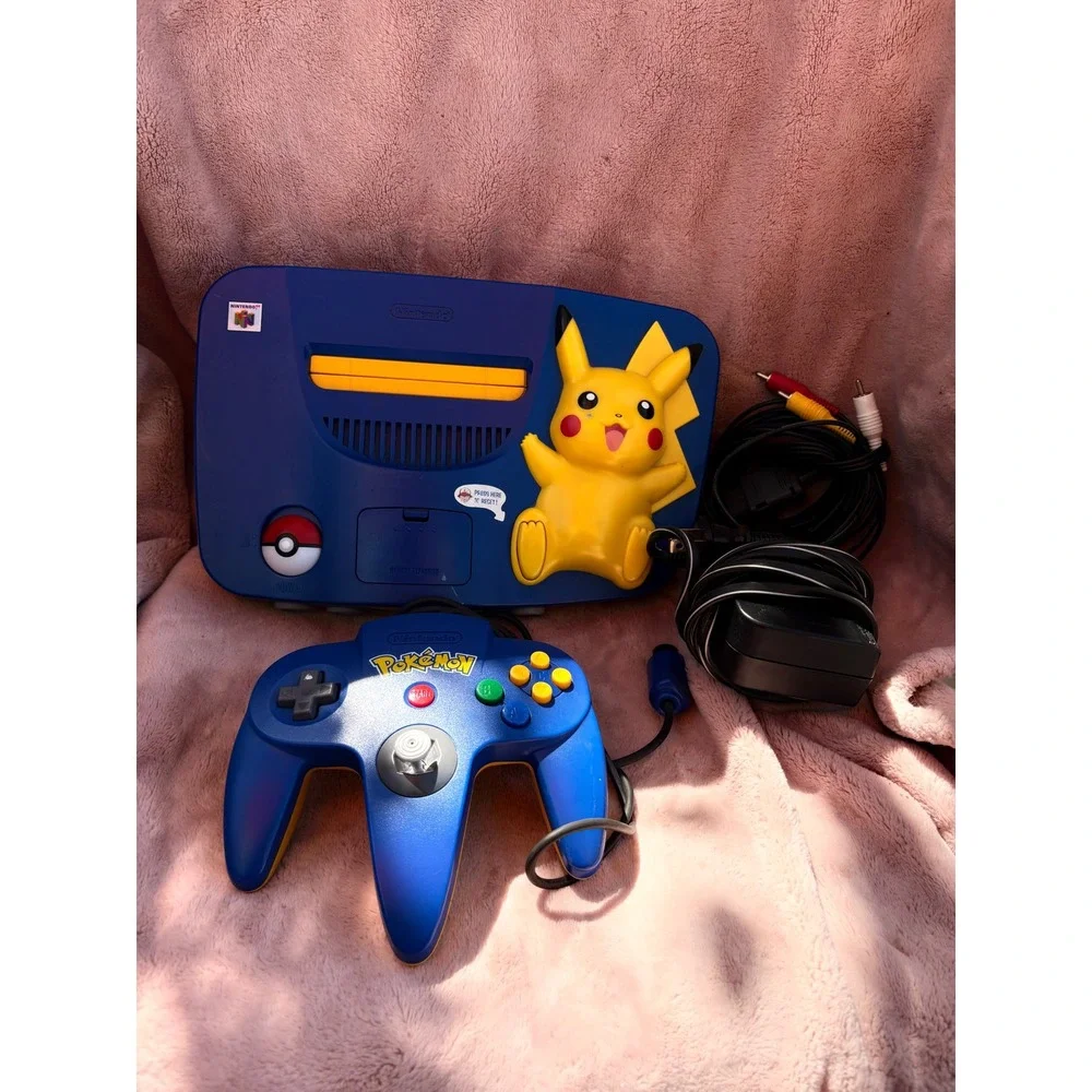 Nintendo 64 N64 Pikachu Pokemon Edition Blue Console Bundle with Control TESTED